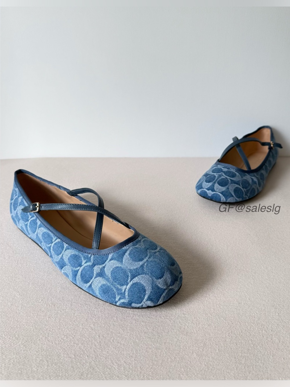 NWT Coach Phoebe Ballet Flat Signature Denim Blue Size 11 CDF63